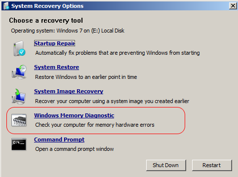system recovery options